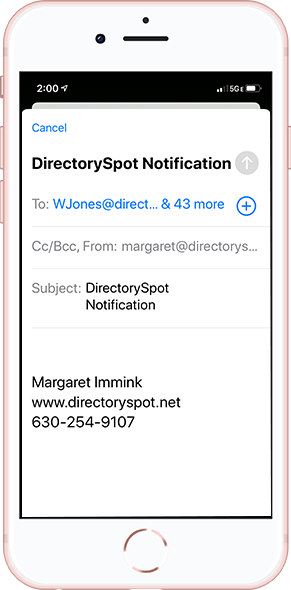 DirectorySpot smartphone email notification