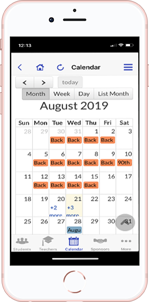 DirectorySpot calendar on smartphone